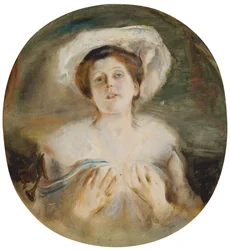 Retrato de una dama con sombrero blanco